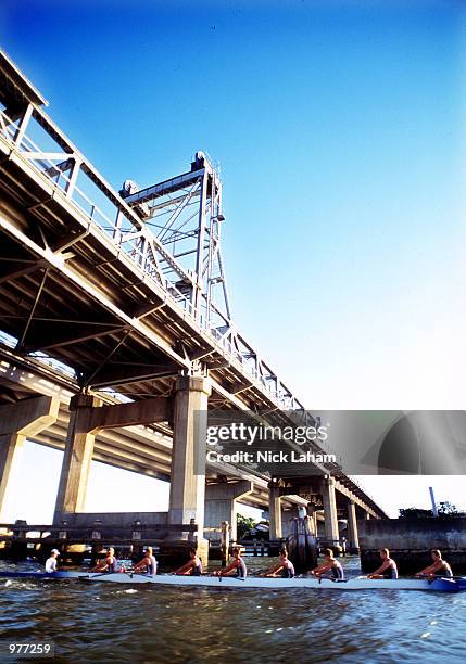 Shore Schools eight train on the Parramatta River ahead of Saturday's GPS Head of the River Regatta, Sydney, Australia. Mandatory Credit: Nick...