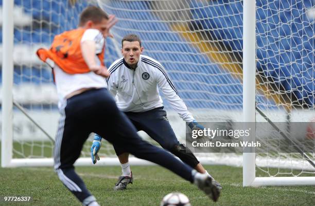 Ross Turnbull of Chelsea during a Training Session ahead of their UEFA Champions League game against Inter Milan at Stamford Bridge on March 15, 2010...