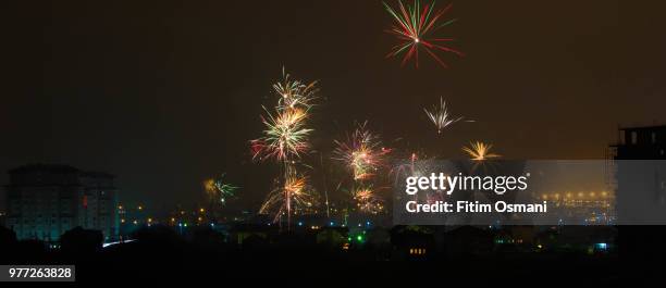 prishtina during the new year's eve - prishtina stock pictures, royalty-free photos & images
