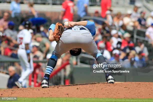 San Diego Padres Pitcher Adam Cimber during the Father's Day MLB game between the Atlanta Braves and the San Diego Padres on June 17 at SunTrust Park...