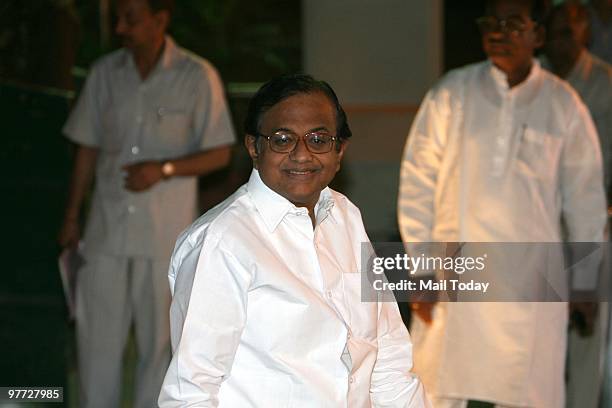 Home Minister P Chidambaram at a dinner party hosted by Congress leader Sonia Gandhi in New Delhi on March 11, 2010.