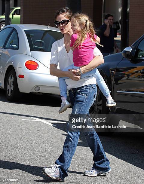 Jennifer Garner and Violet Affleck are seen on March 13, 2010 in Santa Monica, California.