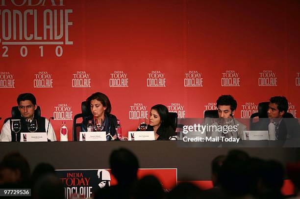 Deepender Hooda, Tanya A. Dubash, Asin Thottumkal,Ranbir Kapoor and Adrian D'Souza at the second day of the India Today Conclave in New Delhi on...