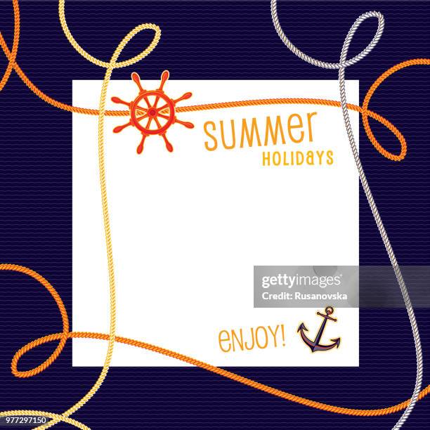 marine invitation - rope border stock illustrations