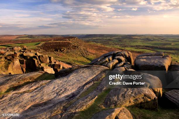 baslow edge from curbar edge; derbyshire - baslow stock pictures, royalty-free photos & images