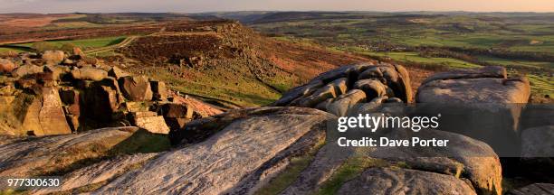 baslow edge from curbar edge; derbyshire - baslow stock pictures, royalty-free photos & images