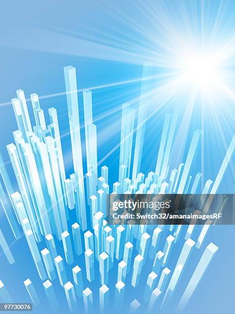 sun shining over rectangular forms - office cubes background stock illustrations