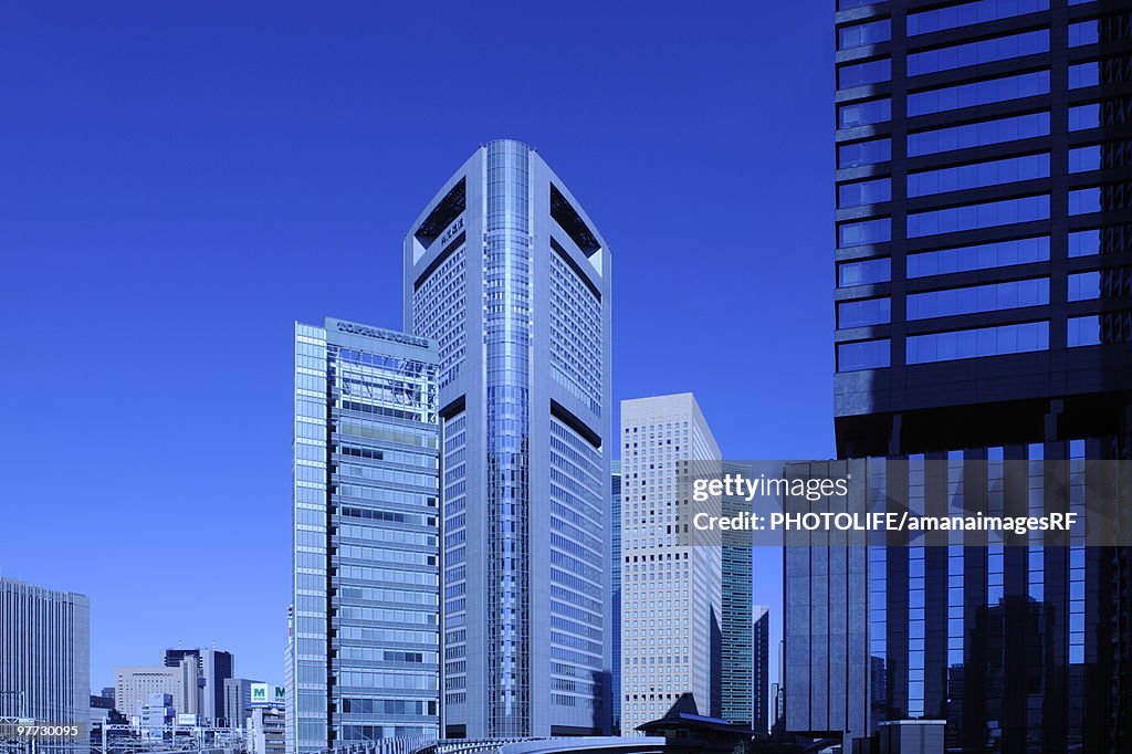 Modern buildings in Shiodome, Tokyo. Yurikamome, Shiodome Sio-site, Shinbashi, Minato-ku, Tokyo, Jap