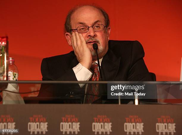 Celebrated writer and public intellectual Salman Rushdie speaks at the India Today Conclave in New Delhi on March 12, 2010.