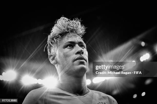 Neymar Jr of Brazil looks on during the 2018 FIFA World Cup Russia group E match between Brazil and Switzerland at Rostov Arena on June 17, 2018 in...