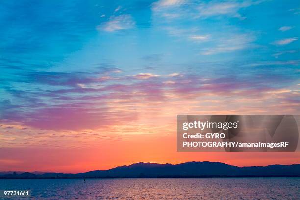 sunrise over lake biwa. otsu, shiga prefecture, japan - omi stock pictures, royalty-free photos & images
