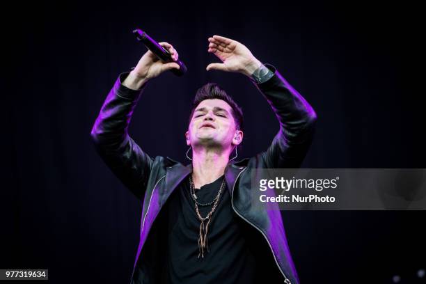 Danny O'Donoghue of the Script performing live at Pinkpop Festival 2018 in Landgraaf, Netherlands, on 16 June 2018.