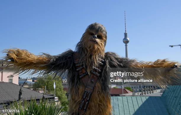 Dpatop - 04 May 2018, Germany, Berlin: Star Wars character Chewbacca promotes the new film 'Solo: A Star Wars Story' which will premiere on 24 May....