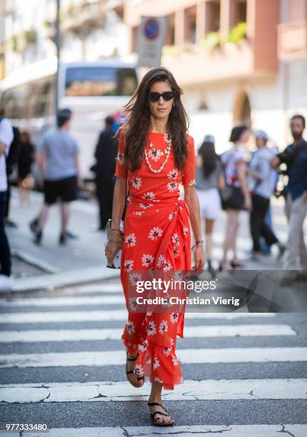 Chiara Totire is seen outside Prada during Milan Men's Fashion Week Spring/Summer 2019 on June 17, 2018 in Milan, Italy.