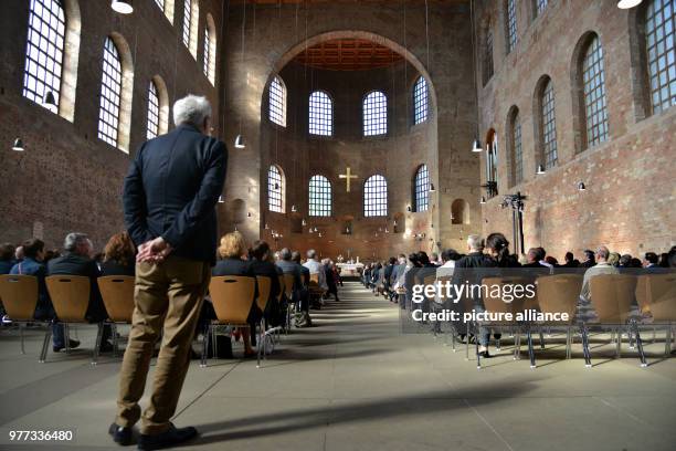 May 2018, Germany, Trier: Rhineland-Palatinate's premier from the Social Democratic Party , Malu Dreyer, speaking in the constantine basilica at the...