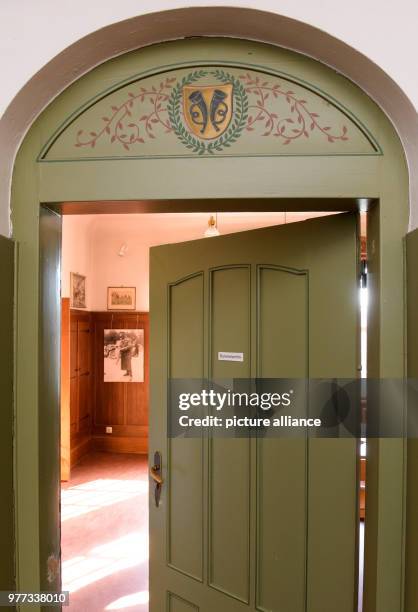 April 2018, Germany, Herrlingen: The Rommel archive is located behind a door with Jugendstil ornaments. The former Field Marshal in the Wehrmacht...