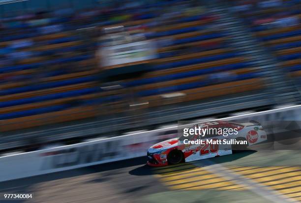 Christopher Bell, driver of the Rheem Toyota, races during the NASCAR Xfinity Series Iowa 250 presented by Enogen at Iowa Speedway on June 17, 2018...