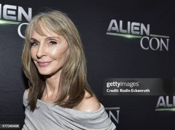 Gates McFadden arrives at A+E Networks, Mischief Management & Prometheus Entertainment present AlienCon 2018 at Pasadena Convention Center on June...