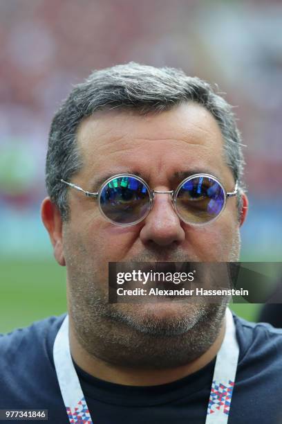 Carmine Raiola looks on prior to the 2018 FIFA World Cup Russia group F match between Germany and Mexico at Luzhniki Stadium on June 17, 2018 in...