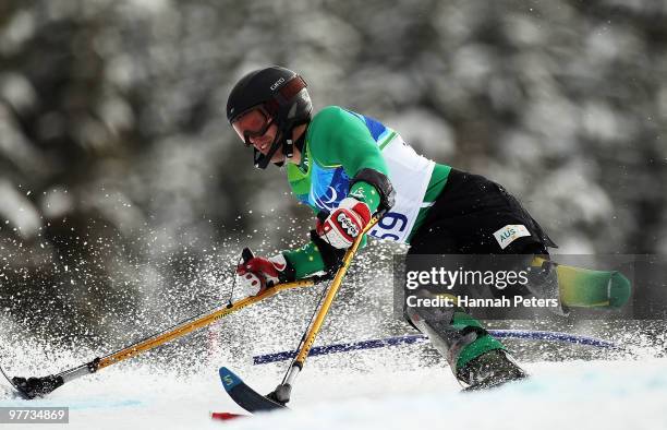 Nicholas Watts of Australia competes in the Men's Slalom Standing event during day 4 of the Winter Paralympics at Whistler Creekside on March 15,...