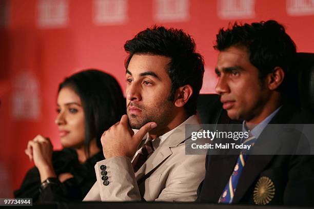 Asin Thottumkal,Ranbir Kapoor and Adrian D'Souza at the second day of the India Today Conclave in New Delhi on March 13, 2010.