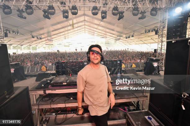 Party Favor performs on the Pavillion stage during the 2018 Firefly Music Festival on June 17, 2018 in Dover, Delaware.