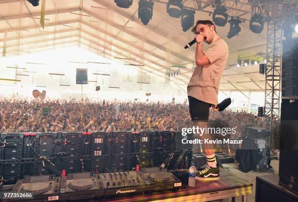 Party Favor performs on the Pavillion stage during the 2018 Firefly Music Festival on June 17, 2018 in Dover, Delaware.