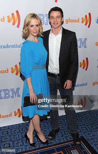 Actress Sarah Paulson and guest attend the 21st Annual GLAAD Media Awards at The New York Marriott Marquis on March 13, 2010 in New York, New York.