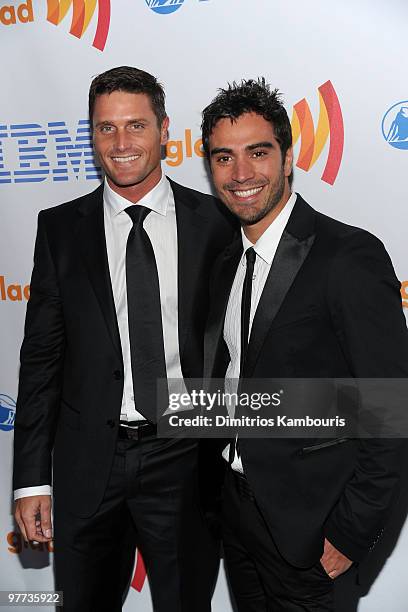 Reichen Lehmkuhl and Rodney Santiago attend the 21st Annual GLAAD Media Awards at The New York Marriott Marquis on March 13, 2010 in New York, New...