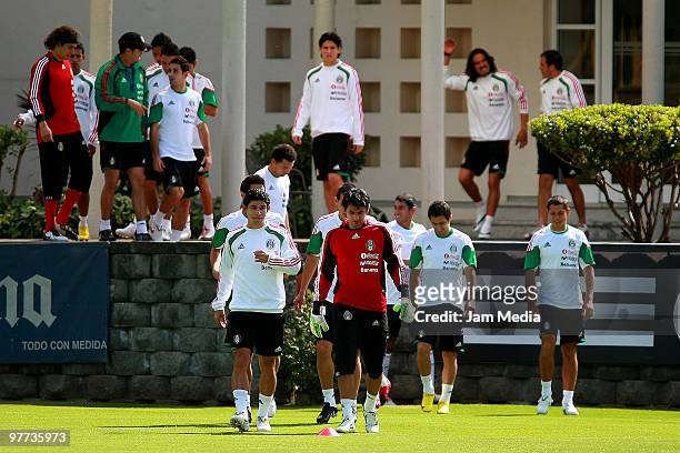 Mexico national soccer team players during a training session at Mexican Soccer Federation's High Performance Center on March 15, 2010 in Mexico...