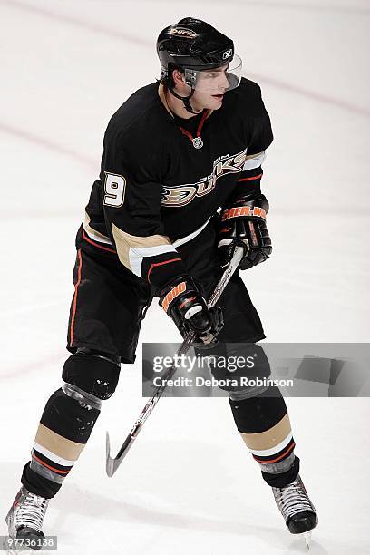 Bobby Ryan of the Anaheim Ducks skates on the ice against the San Jose Sharks during the game on March 14, 2010 at Honda Center in Anaheim,...