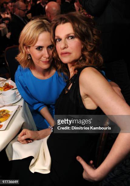 Actresses Sarah Paulson and Sandra Bernhard at the 21st Annual GLAAD Media Awards at The New York Marriott Marquis on March 13, 2010 in New York, New...