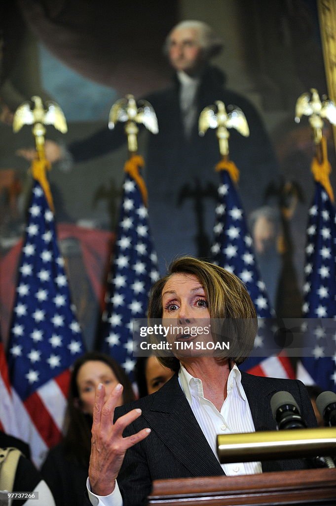 US Speaker of the House Nancy Pelosi mak
