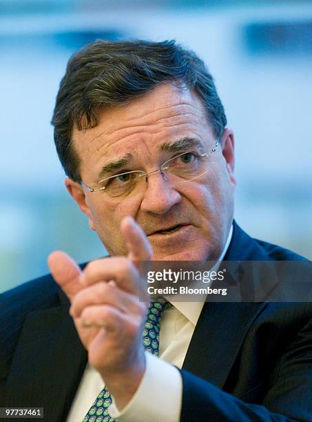 Jim Flaherty, finance minister of Canada, speaks during an interview in New York, U.S., on Monday, March 15, 2010. Flaherty said the level of the...