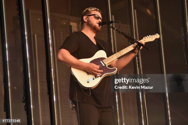 Joe Newman of alt-J performs on the Lawn stage during the 2018 Firefly Music Festival on June 17, 2018 in Dover, Delaware.
