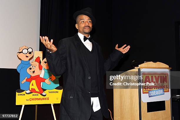 Choreographer Rosero McCoy speaks at the Alvin and the Chipmunks: The Squeakquel Media/Family Day in honor of the March 30th Blu-ray Disc and DVD...