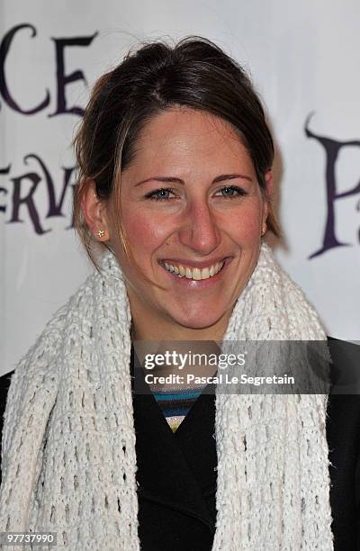 Maud Fontenoy arrives at the premiere of Tim Burton's film "Alice au pays des merveilles" at Theatre Mogador on March 15, 2010 in Paris, France.