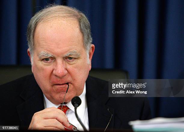 Committee Chairman Rep. John Spratt pauses during a markup hearing before the U.S. House Budget Committee March 15, 2010 on Capitol Hill in...