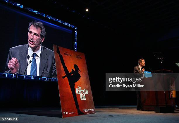 Chairman and CEO, Sony Pictures Entertainment Michael Lynton speaks at the opening day luncheon held at Paris Las Vegas on March 15, 2010 in Las...