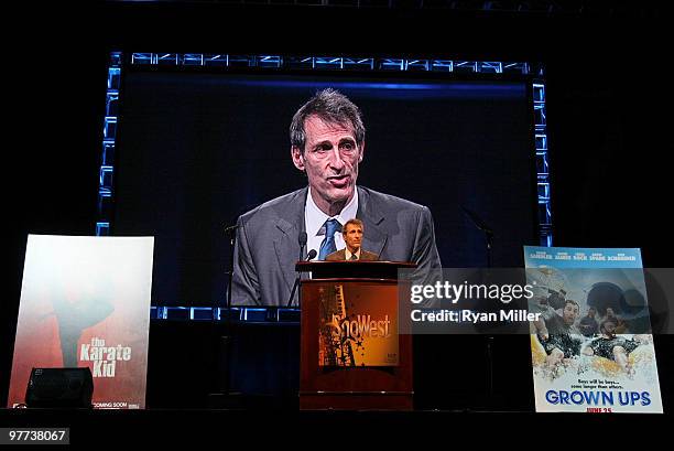 Chairman and CEO, Sony Pictures Entertainment Michael Lynton speaks at the opening day luncheon held at Paris Las Vegas on March 15, 2010 in Las...