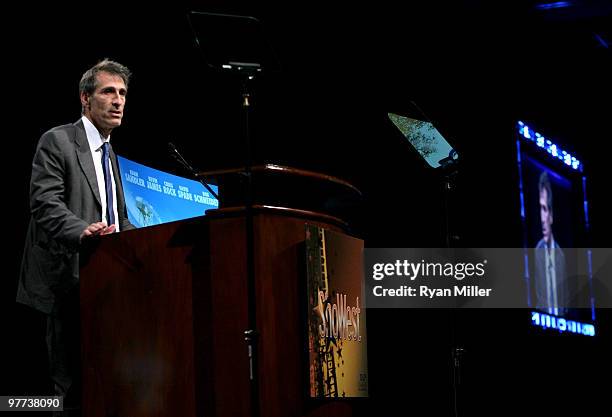 Chairman and CEO, Sony Pictures Entertainment Michael Lynton speaks at the opening day luncheon held at Paris Las Vegas on March 15, 2010 in Las...