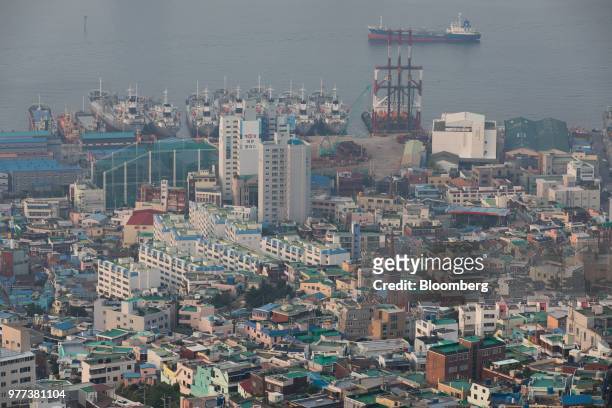 Residential and commercial buildings stand in Yeongdo District in Busan, South Korea, on Wednesday, June 6, 2018. South Korea will release its May...