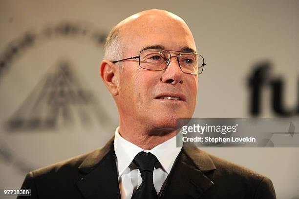 Inductee David Geffen attends the 25th Anniversary Rock & Roll Hall of Fame 2010 induction ceremony at The Waldorf Astoria Hotel on March 15, 2010 in...