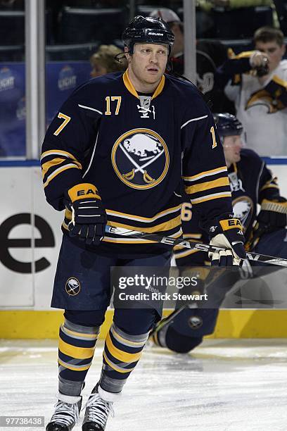 Raffi Torres of the Buffalo Sabres warms up before the game against the Philadelphia Flyers at HSBC Arena on March 5, 2010 in Buffalo, New York.