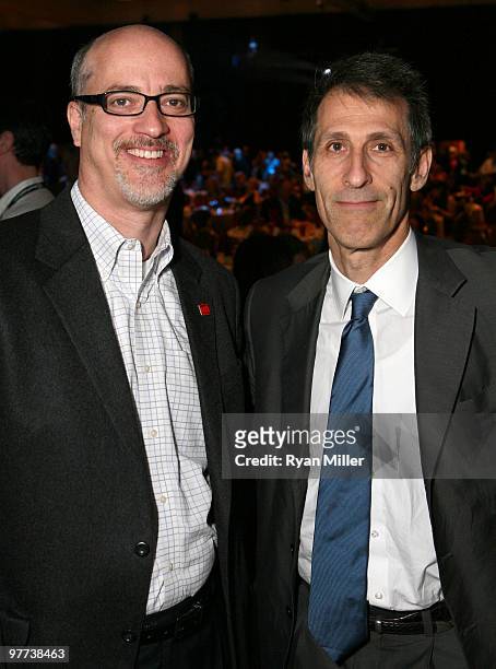 President and CEO NATO, John Fithian and Chairman and CEO, Sony Pictures Entertainment Michael Lynton attend the opening day luncheon held at Paris...