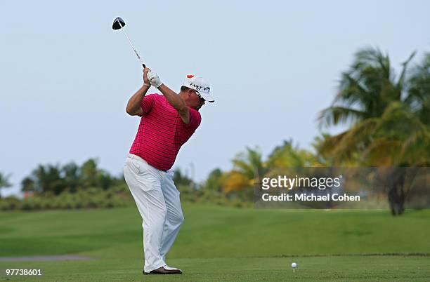 Kris Blanks hits his drive on the ninth hole during the final round of the Puerto Rico Open presented by Banco Popular at Trump International Golf...