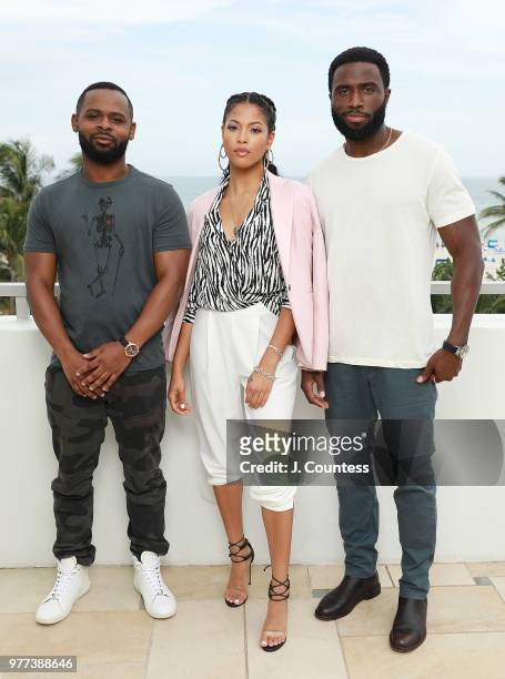 Producer/director Gerard McMurray, actress Lex Scott Davis and Y'lan Noel pose for a portrait during the 22nd Annual American Black Film Festival at...
