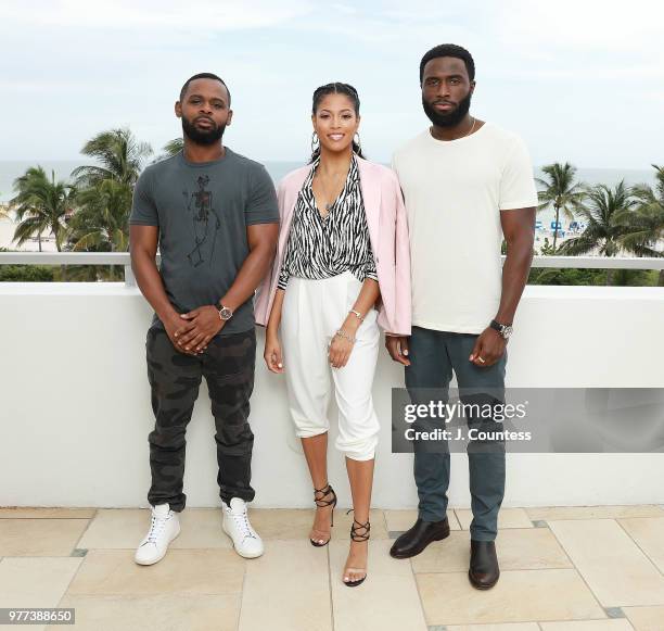 Producer/director Gerard McMurray, actress Lex Scott Davis and Y'lan Noel pose for a portrait during the 22nd Annual American Black Film Festival at...