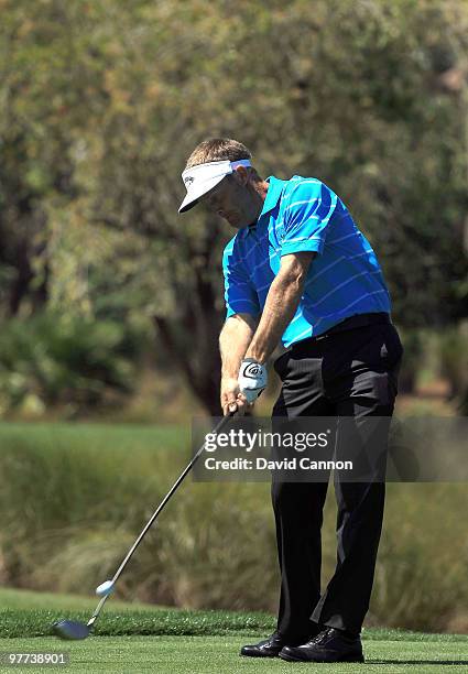 Stuart Appleby of Australia hits during the Els for Autism Pro-Am on the Champions Course at the PGA National Golf Club on March 15, 2010 in Palm...