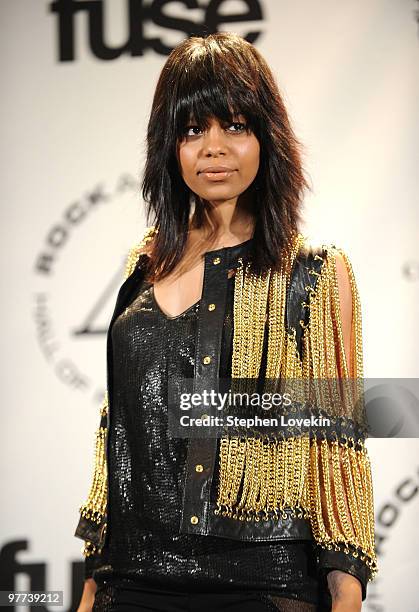 Singer Fefe Dobson attends the 25th Annual Rock And Roll Hall of Fame Induction Ceremony at the Waldorf=Astoria on March 15, 2010 in New York City.